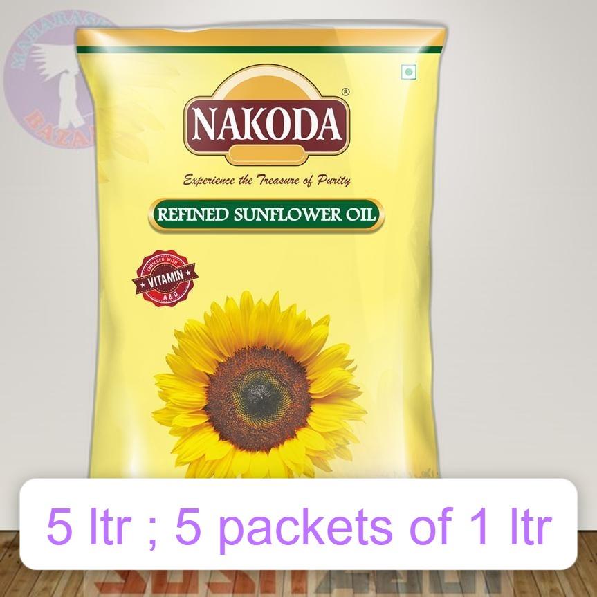 5x Nakoda Refined Sunflower Oil 1 ltr Pp - Indian Grocery Singapore